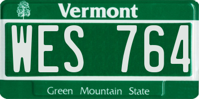 VT license plate WES764