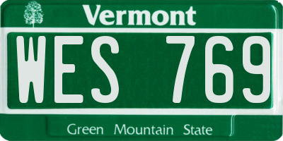 VT license plate WES769