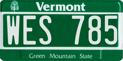 VT license plate WES785