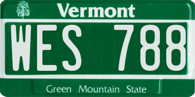 VT license plate WES788