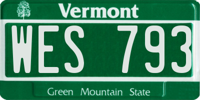 VT license plate WES793