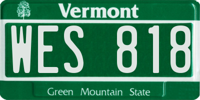 VT license plate WES818