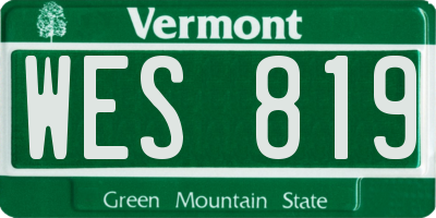 VT license plate WES819
