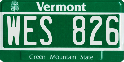 VT license plate WES826