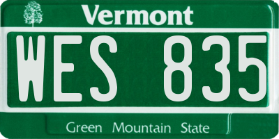 VT license plate WES835