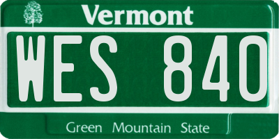 VT license plate WES840
