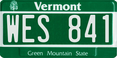VT license plate WES841