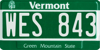 VT license plate WES843
