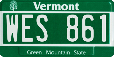 VT license plate WES861
