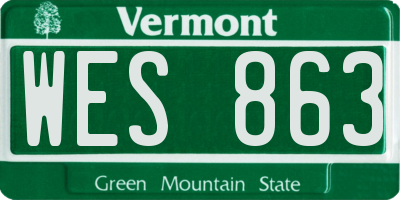VT license plate WES863
