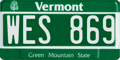 VT license plate WES869