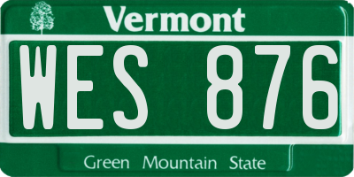 VT license plate WES876