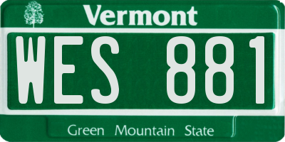 VT license plate WES881