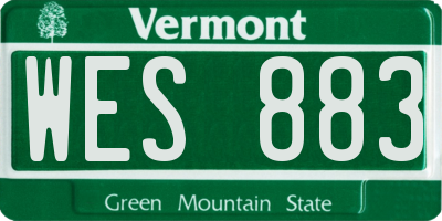VT license plate WES883