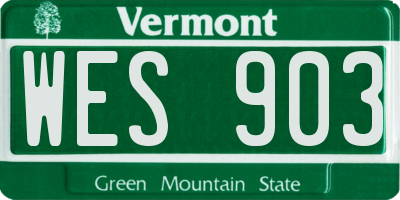 VT license plate WES903