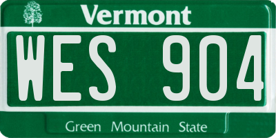 VT license plate WES904