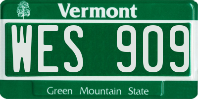 VT license plate WES909