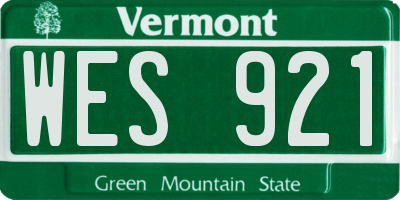 VT license plate WES921