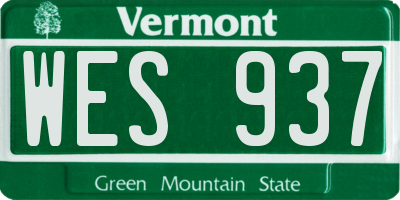 VT license plate WES937