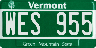 VT license plate WES955