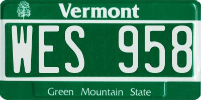 VT license plate WES958