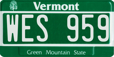 VT license plate WES959