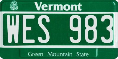 VT license plate WES983