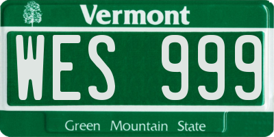 VT license plate WES999