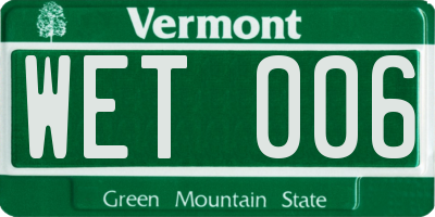 VT license plate WET006