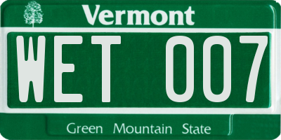 VT license plate WET007