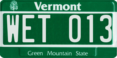 VT license plate WET013