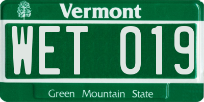 VT license plate WET019