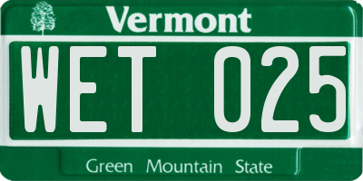 VT license plate WET025