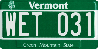 VT license plate WET031