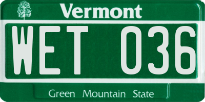 VT license plate WET036