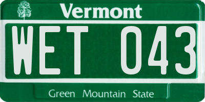 VT license plate WET043