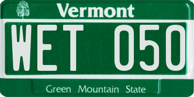 VT license plate WET050