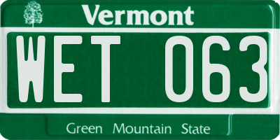 VT license plate WET063