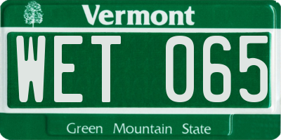 VT license plate WET065