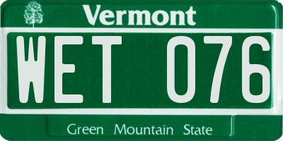 VT license plate WET076