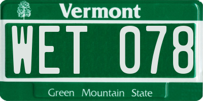 VT license plate WET078