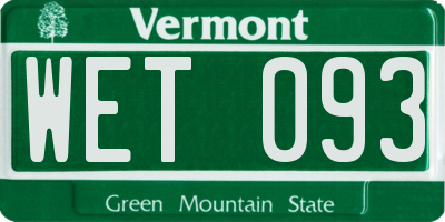 VT license plate WET093
