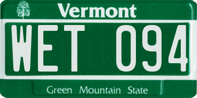 VT license plate WET094