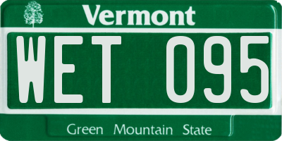 VT license plate WET095