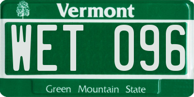 VT license plate WET096