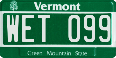 VT license plate WET099
