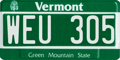 VT license plate WEU305