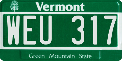 VT license plate WEU317
