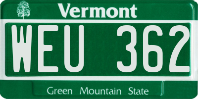 VT license plate WEU362