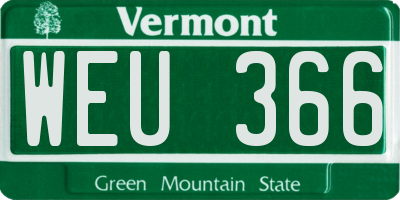 VT license plate WEU366